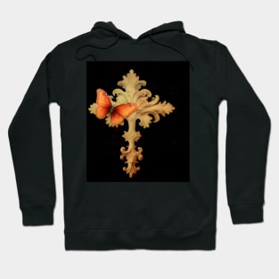 Gold Cross With Butterfly Hoodie